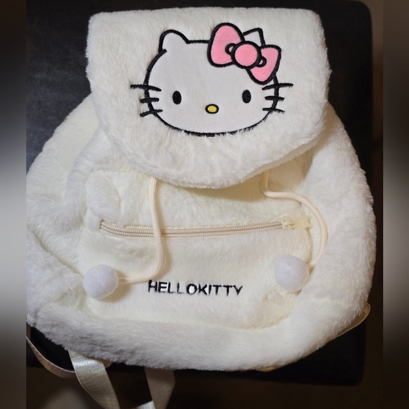 Hello Kitty Fluffy White and Pink Backpack - Picture 1 of 6